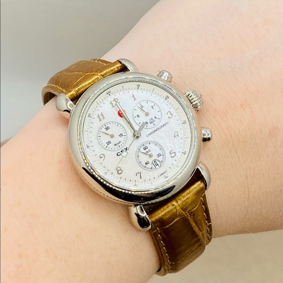 EUC Michele CSX 36mm Stainless Steel Chronograph Watch w/ Alligator Strap - Picture 11 of 16